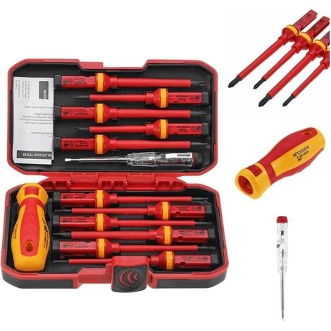 Coffret de 13 tournevis isolés 1000V – Acier CR-V magnétique – Poignée ergonomique antidérapante – Pour travaux électriques (1/5)