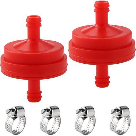 2 Pièces 1/4" I.D. Filtres à Carburant en Ligne, Filtre à Carburant 150 Microns pour Tondeuse à Gazon, avec 4 Pièces Pinces, Compatible avec BS 298090 298090s