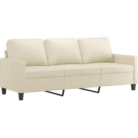 vidaXL Divano a 3 Posti Crema 180 cm in Similpelle