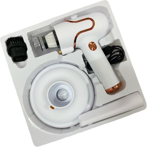 Aspirateur anti-acariens portable sans fil et léger, blanc, idéal pour la maison, le matelas et la voiture.