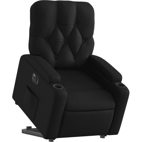 Poltrona relax TV con comodissima funzione di sollevamento elettrico in PVC nero DEC028476