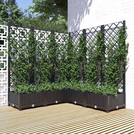vidaXL Fioriera da Giardino con Graticcio Nero 120x120x121,5 cm