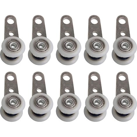 Lot de 10 roulettes pour baie vitrée ou porte coulissante - Métal et plastique - 4,5 x 1,9 A344 (1/5)