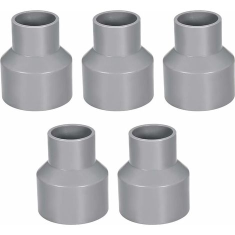 50mm x 32mm Réducteur Tuyau PVC Raccord Couplage Accouplement Moyeu Par Moyeu DWV Gris 5Pcs (1/3)
