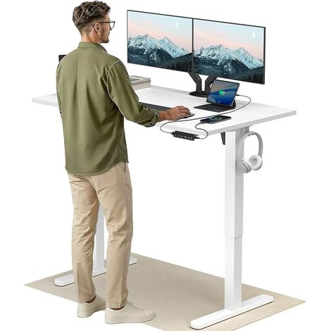 Standing Desk 140 x 80 cm with USB-C and USB-A Charging Port, Height Adjustable from 72 to 118 cm, 4 Memory Presets, Cable Management and Hook (1/5)