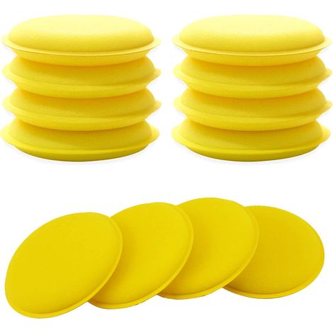 12 pièces (Jaune) Éponge de Polissage de Voiture, tampons d'applicateur de Cire de Voiture  Tampons de Polissage en  Polyester pour Le Verre Automatique de véhicule de Voiture Propre