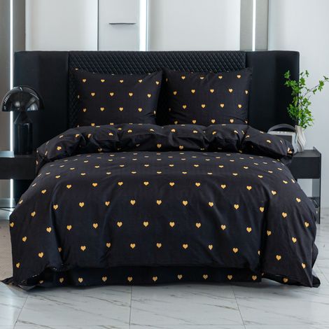 Parure de lit en coton 160x200 cœur doré (1/5)
