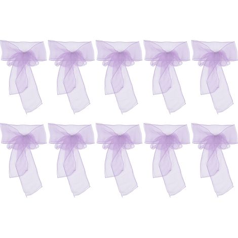 10 Rubans de Chaise en Organza pour Mariage, Décoration Élégante de Fête, Violet Clair (1/5)