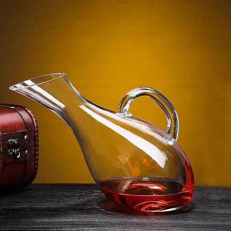 Décanteur de vin rouge, aérateur de carafe en verre, carafe à vin cristal 100 % sans plomb, aérateur de vin unique et accessoire pour les amateurs de vin (1,7 l) (1/3)