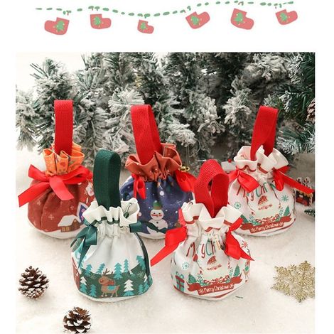 Sacs de pommes de Noël, sac cadeau, veille de Noël, fruits, pomme, emballage, boîte, sac, coffret cadeau-Multicolore (1/5)