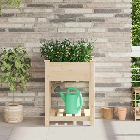 Garten-Pflanzgefäß mit Regal Beige 60,5 x 60 x 76,5 cm