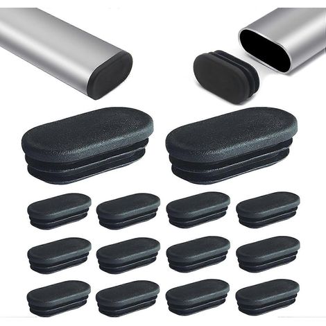 Embouts de tube ovales en plastique noir pour pieds de table et de chaise, pour tuyaux métalliques et clôtures (60) (1/5)