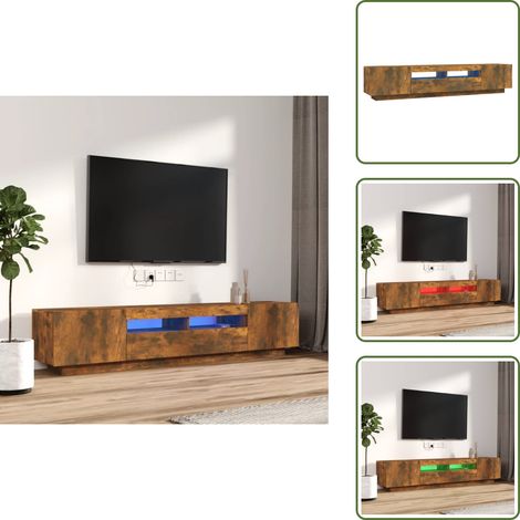 Armario de salón - vidaXL Set de muebles TV con LEDS 2 pzas contrachapada roble ahumado - Armario con LED RGB