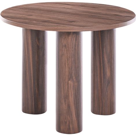 Mesa de centro redonda decorativa de madera estilo retro sala de estar marrón oscuro Senoia (1/5)