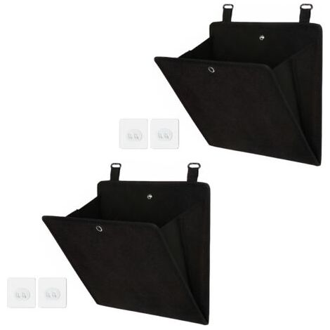 Lot de 2 sacs de rangement de porte pour chaussures, sac de rangement suspendu, multifonctionnel pour chaussures, chapeaux, accessoires, tissu Oxford, noir (26,5 x 27,5 cm) (1/5)