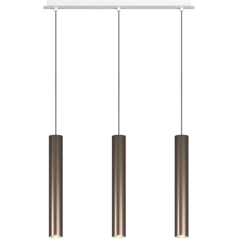 Lampadario Industrial-Minimal Xeana Metallo Bianco Bronzo 3 Luci Gu10