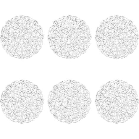 Dessous de verre ronds argentés de 10 cm, lot de 6, idéaux pour la table de salle à manger et de cuisine. (1/5)