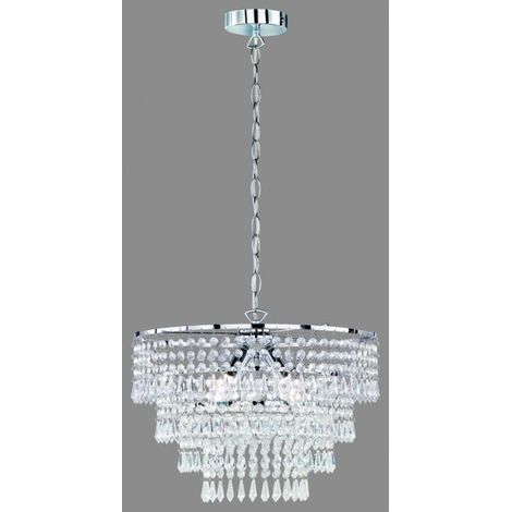 Lampada Sospensione Interno 3 Luci 40W Strass Cromo Orient GD Trio (1/6)