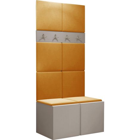 Conjunto para recibidor Pinis IV, Manila 32, 186x84x46cm, Aglomerado laminado, Tapiz, Colocada, Montada en la pared