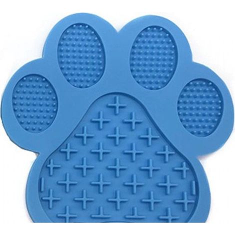 Tapis d'alimentation pour chien - Tapis à lécher - Tapis anti-gloutonnerie - Tapis d'alimentation olfactive - Tapis pour manger lentement - Motif patte - Bleu (1/5)