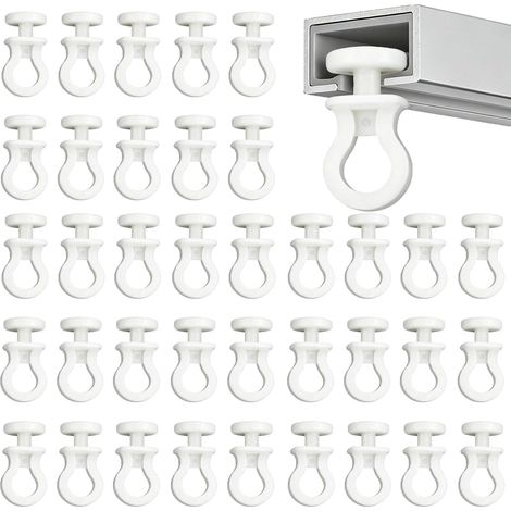 120 Pcs Coulissant Crochet Rideau Rail, Glisseur Rideaux, Blanc Coulissant Rail Rideau, Crochets en Plastique Coulissants, pour Rideaux de Douche Porte et Fenêtre (1/5)