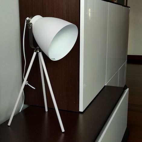 Lampada da Tavolo Vintage Piede Tripode Bianco