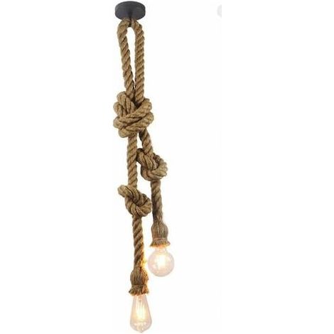 Suspension industrielle vintage sur corde de chanvre (1M) (1/5)