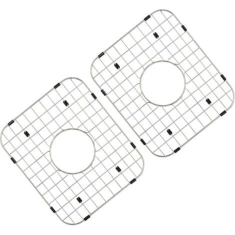 Grille de Fond d'Évier 2PCs 34,8x29,5x2,54 cm Tapis d'Évier Cuisine en Inox 304 Vidange Centrée Rayon d'Angle R50 Accessoire d'Évier pour Déposer Couverts Vaisselle Décongeler Aliment Égouttage (1/5)