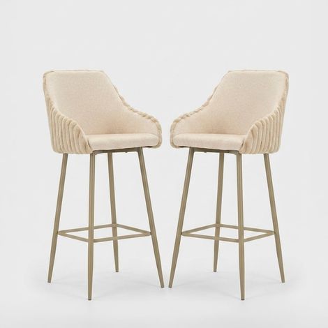 2er-Set gepolsterte Barhocker mit Rückenlehne Alaska A - Beige (1/5)