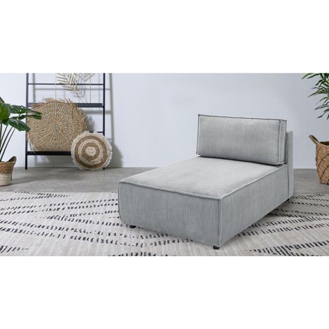 BOBOCHIC - Méridienne sans accoudoir pour canapé modulable NIHAD tissu velours côtelé Gris clair (1/3)