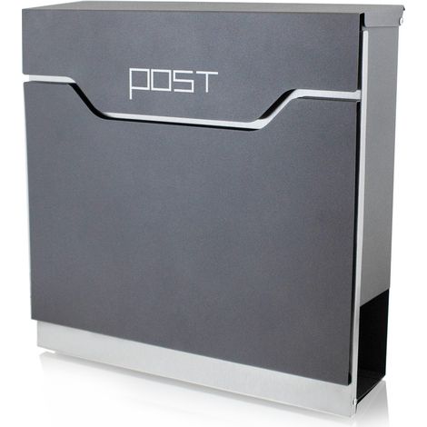 Bituxx Design Briefkasten 16441 Wandbriefkasten Postkasten Anthrazit Graphit (1/5)
