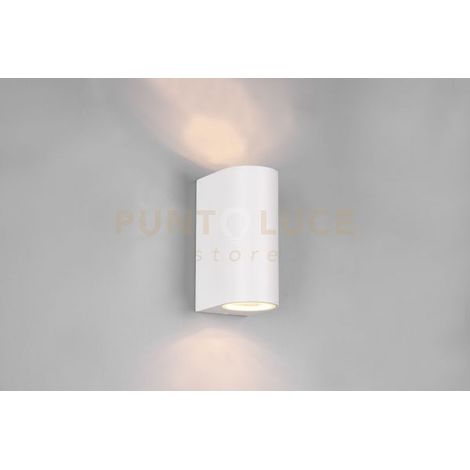 ROYA APPLIQUE DA ESTERNO FUSIONE ALLUMINIO STONDATA BIANCA A BI-EMISSIONE IP44 H.15CM 2 LUCI ATTACCO GU10