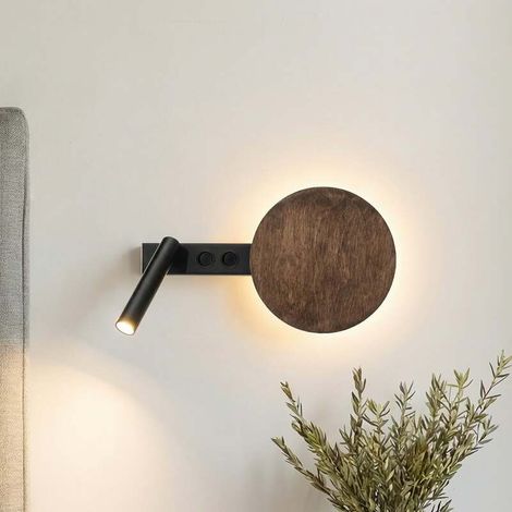 [NEUWERTIG] B-Ware Sigma Wandleuchte Hotel Mood schwarz-braun LED Wandlampe Leuchte Metall Holz (1/2)