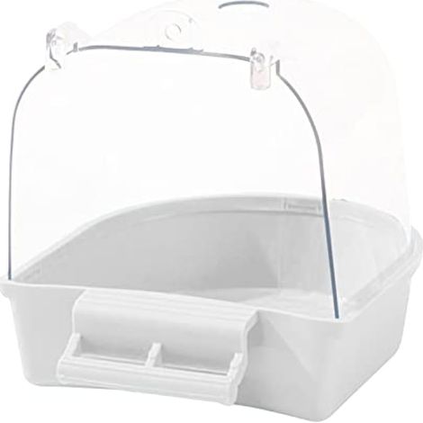 Boîte de Bain pour Oiseaux de Compagnie Distributeur d'eau Abreuvoir Suspendu Bol d'eau en Cage Perroquet Baignoire pour Perruche, perruches, Blanche (1/5)
