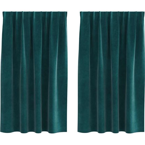 Rideaux occultants 2 pcs Vert foncé 140 x 140 cm Velours
