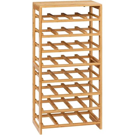 1 Range Bouteilles En Bambou, Capacité 32 Bouteilles, Hauteur 89 Cm, Pour Cave À Vin