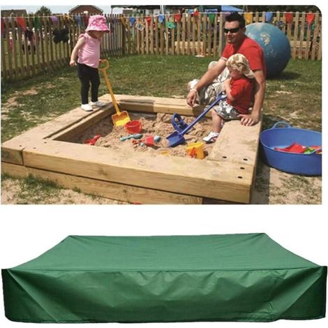 Telo di copertura per sabbiera 150x150 cm, in tessuto Oxford impermeabile, con coulisse, adatto per sabbiere da spiaggia e da giardino - Verde (1/5)