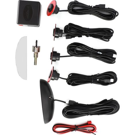 Système d'assistance au stationnement avec 4 capteurs plats réglables, radar de recul et avertisseur sonore. (1/5)
