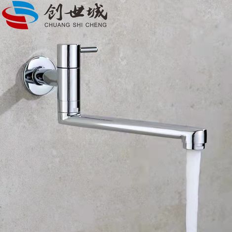 Brass in-wall single cold water faucet for home use, balcony, laundry, mop sink, handwashing sink, splash-proof, rotatable faucet - electroplated model
