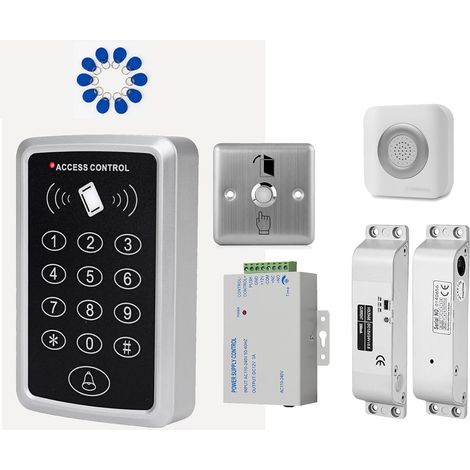 Kit de système de contrôle d'accès autonome – Lecteur de porte étanche avec clavier RFID avec accès à carte et mot de passe, capacité de 1000 utilisateurs, ouvre-porte intelligent, bouton de (1/5)