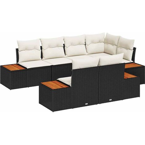 Maison Exclusive - Set Divano da Giardino 7 pz 7-Numero di posti Nero e Crema (1/5)