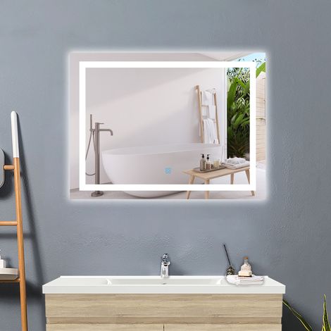 AICA 1400x800mm Bathroom Mirror with 3 Color LED Lights, Backlit, Dimmable, Anti-fog Illunimated (1/5)