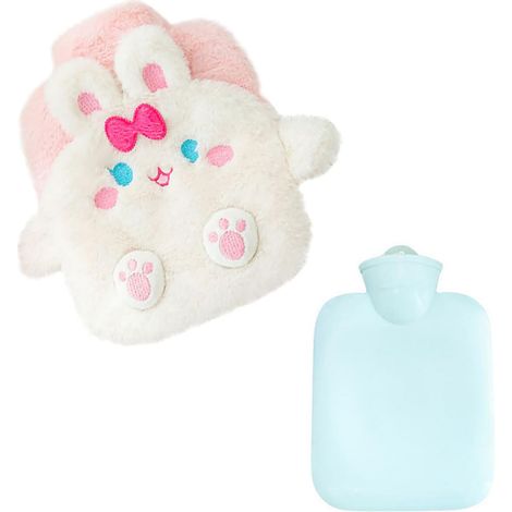 Bouillotte Peluche Lapin, Bouillottes Mignonne Bouillotte eau Chaude Enfant Petite Bouillotte par Temps Froid Bon Cadeau pour La Famille Amie,500ml (1/5)
