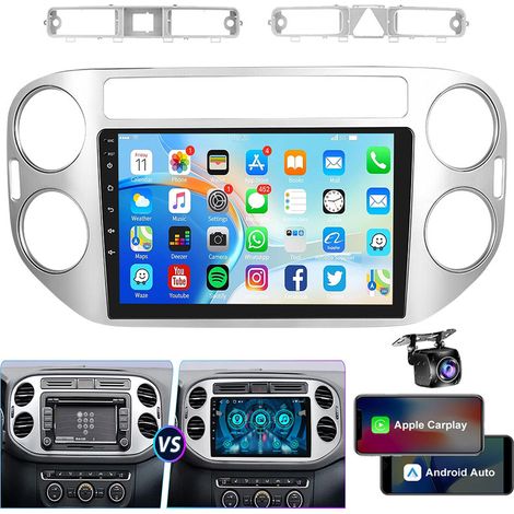 Autoradio 9 pouces CarPlay pour VW Tiguan 2010-2016 Android 14, navigation GPS, BT, FM - 4+64G CAM