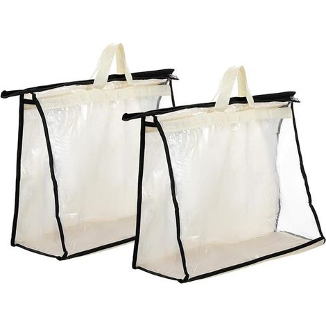 2pièces Sac De Rangement Pour Sac à Main Xl Transparent Avec Poignée Non Tissée Housse De Protection Anti-poussière Confortable Organisateur Pratique (1/3)