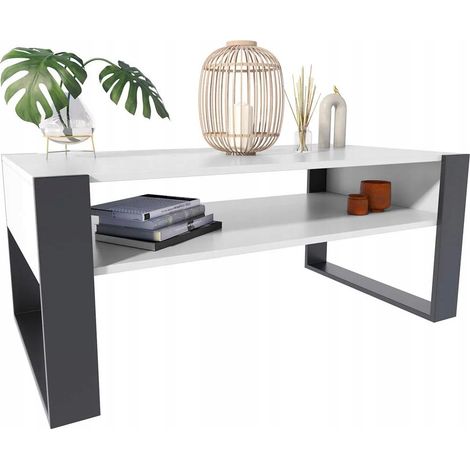 Kaja Couchtisch 120x60 weiß/schwarz Couchtisch für das Wohnzimmer MK Zimmer (1/3)