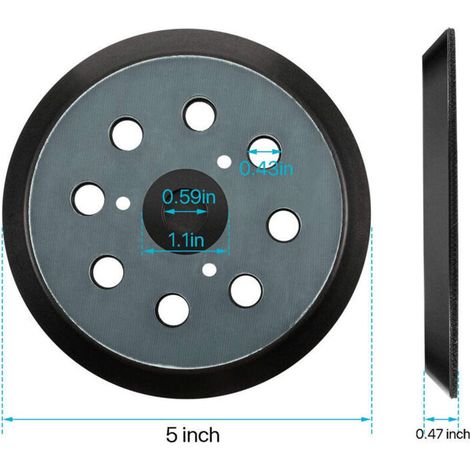 Platorello abrasivo Makita da 125 mm in 2 pezzi, con 8 fori di aspirazione della polvere, in PU morbido, compatibile con BO5010/BO5030/DW420/Porter Cable 343 (1/4)