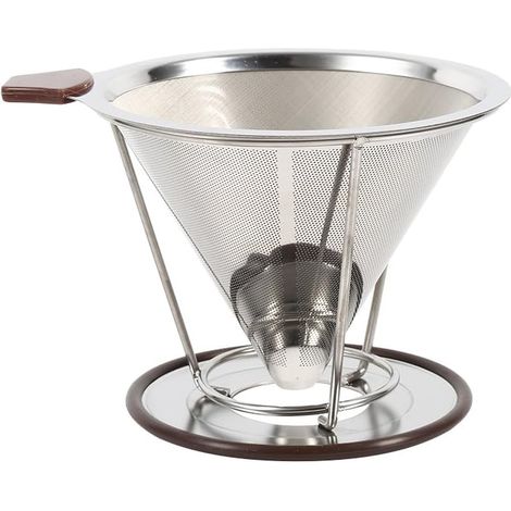 Filtre à Cône De Café, Porte-Filtre De Cône De Café à Double Couche en Acier Inoxydable 304 Portable (1/5)