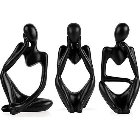 Ensemble de 3 statues de penseurs, statues abstraites en résine, figurines sculpturales, décoration pour salon, bibliothèque, chambre, bureau (1/5)