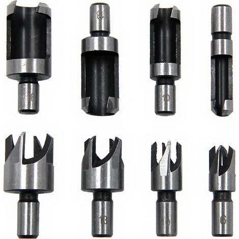 Fraise Bouchonner Bois Lot de 8 Mèche Bouchon Bois Foret Faire Cheville Outil de Coupe pour Faire une Bois Bouchon Cheville Tourillon Goujon Tenon Dowel (1/5)